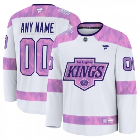 Los Angeles Kings Dresy Personalizované Fanatics Hockey Fights Cancer Practice 2024-25 Bílý - Pánské